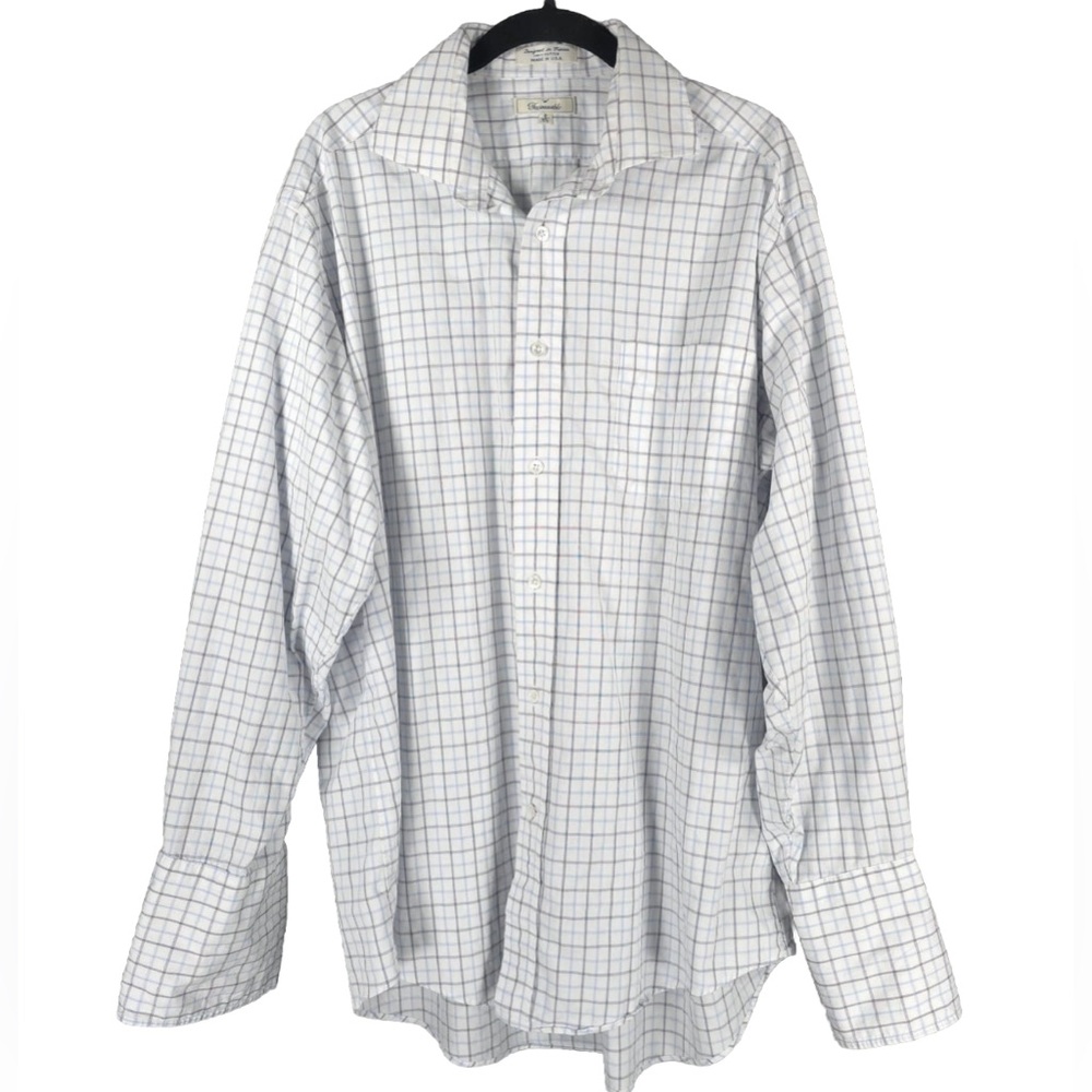 Façonnable FRANCE🇫🇷DESIGNED USA🇺🇸MADE Plaid Shirt French‎ Cuffs Size 6 17L